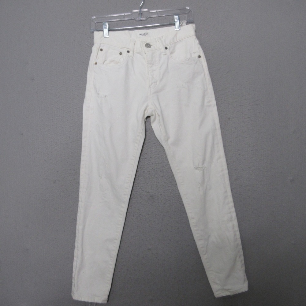 Moussy Vintage Jeans Women 26 White‎ Skinny Distressed Japan Denim Minimalist